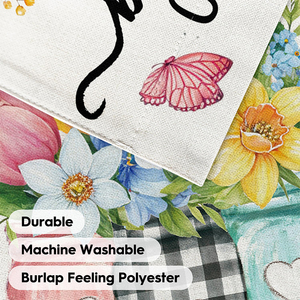 Bandera de Bienvenida de <span class=keywords><strong>Primavera</strong></span> para Jardín, Pancarta Colgante para Decoración de Patio y Terraza con Diseño de Flores Brillantes - Product Image 2