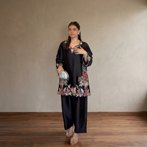 Conjunto de Kurta y Palazzo de Seda Azul Turquesa Estilo Bollywood para Fiesta, con Dupatta y Traje Lucknowi Chikankari para Mujer, Venta al por Mayor de Ropa Étnica India - Product Image 1