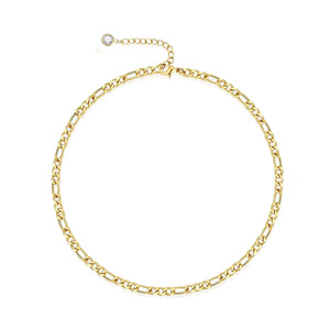 Collar de Cadena Figaro Impermeable de Acero Inoxidable con Baño PVD, Estilo Punk Moderno y Genial, Cadena de Acero de Titanio <span class=keywords><strong>3</strong></span>:1NK con Baño de Oro de 18k - Product Image 1