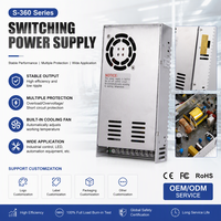 Alimentation à découpage S-360-12 12V 30A 360W à sortie unique AC/DC SMPS avec ventilateur de refroidissement intelligent pour LED industrielles