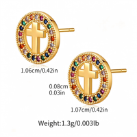 Boucles d'oreilles tendance en alliage de cuivre plaqué or 18 carats avec zircon multi-styles, délicates pour le quotidien, cadeau pour femme, bijoux de piercing faits main