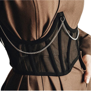 <span class=keywords><strong>Goth</strong></span> taille haute Corsets Punk chaîne noir Corset Vintage maille transparent taille Shaper Cummerbunds respirant Harajuku <span class=keywords><strong>Mall</strong></span> - Product Image 1