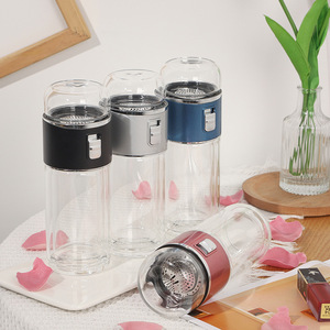 Mini Tea Infuser Cup Double Wall Glass With Filter Portable Travel Office Use - Product Image 4