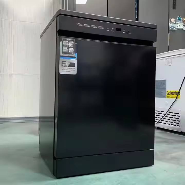 Sleek Black/Gray Glass Dishwasher 14 Sets Load Capacity Home