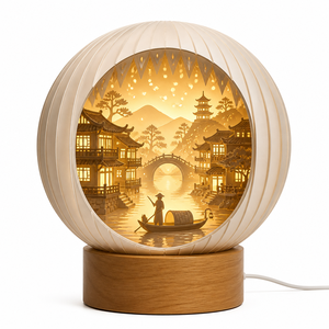 Lanterne en papier de style chinois, lampe LED sculptée en 3D, lumière blanche chaude, décoration de bureau pour chambre à coucher, fête - Product Image 1