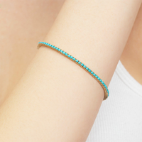 FUAMAY Chaînes de tennis réglables en argent 925 avec bracelets en pierres précieuses en diamant turquoise naturel Accessoires de mode Micro Tennis