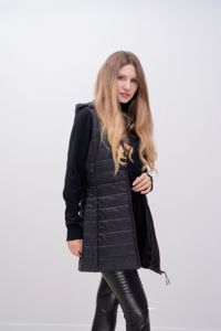 Veste matelassée longue pour femme avec capuche et fermeture éclair. Élégant, léger et polyvalent. Fonctionnel et élégant. - Product Image 2