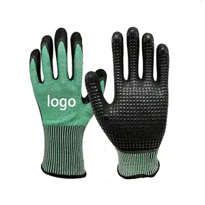 level 5 cut resistant gloves HPPE palm nitrile Gloves With latex rubber Anti Slip cut proof Work Gloves for garden