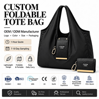 Sac fourre-tout pliable personnalisé avec pochette de rangement, léger, réutilisable, pour le shopping et les voyages, sac fourre-tout écologique et pliable