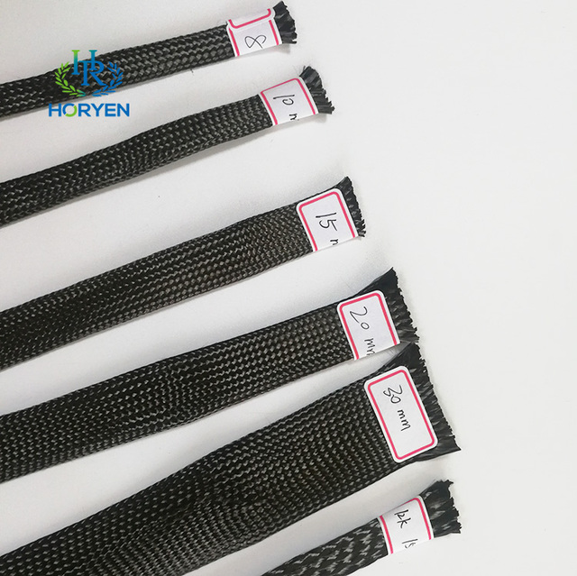 Heat Resistant Textile Braided Sleeving Abrasion-Resistant Custom Flexible Woven Carbon Fibre Braided Sleeve