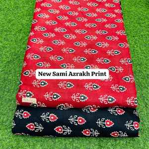 Traditional Sami Azrakh Print Cotton Fabric Handcrafted Indian Tribal Design Perfect for Kurti Suit Dupatta <b>Sewing</b> <b>Material</b> - Product Image 6