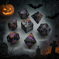 Ensemble de dés à impression intégrale Surprise, 7 dés polyédriques bleus artistiques, accessoires de jeu Dragon et Dungeon pour les fans de D&D