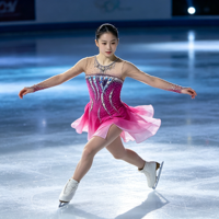 Costume de patinage artistique rose dégradé, maille à manches longues, jupe à strass pour adultes et enfants, spectacle de danse sur glace
