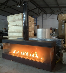 Cheminée au gaz intelligente en acier moderne personnalisée avec/sans télécommande, taille 800-2000 mm, carburant propane/gaz naturel, villa - Product Image 4