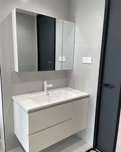 Suspended slow closing drawer small space intelligent <b>mirror</b> cabinet induction lighting bathroom cabinet - Product Image 4