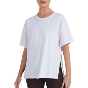 Camiseta de Manga Corta Holgada para Mujer FOXA, con Abertura Lateral, Cuello Redondo, Algodón, para Entrenamiento, Ropa Casual de Verano - Product Image 2