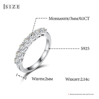 Bague d'éternité en argent S925 avec pierre de moissanite ronde taille brillant de 2 mm, prête à être expédiée, bague de fiançailles, bijoux pour femmes