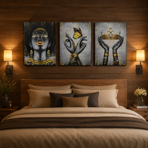 Venta al por Mayor <span class=keywords><strong>de</strong></span> 3 Paneles con Impresiones <span class=keywords><strong>de</strong></span> Arte Africano en Negro, Decoración <span class=keywords><strong>de</strong></span> Pared para el Hogar, Cuadro Pintado a Mano, Retrato <span class=keywords><strong>de</strong></span> Mujer Africana sobre Lienzo - Product Image 6
