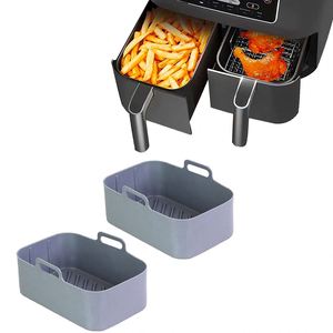 Rectangular Double Pot <b>Silicone</b> Pot air Fryer Accessories <b>Silicone</b> <b>Baking</b> Tray - Product Image 1