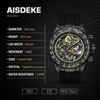 Montre squelette en fibre de carbone avec logo personnalisé 4802, chronographe automatique, luxe sport pour homme, bracelet en nylon OEM 20mm, breloque à aiguille, faible MOQ