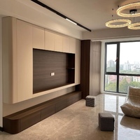 Meuble mural TV, design moderne, panneau de particules, zéro formaldéhyde, rangement pour salon, multifonctionnel, hôtel, personnalisé