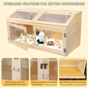 Gallinero de madera con control de temperatura para la cría de pollos, caja de cría de 2 compartimentos con diseño aislado - Product Image 3