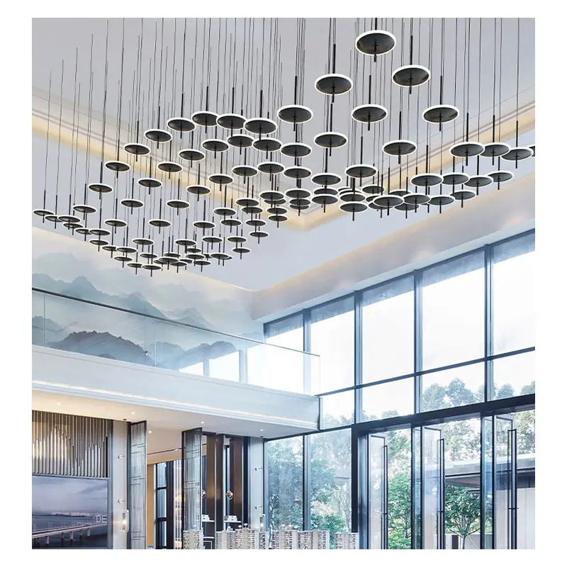 Moderno Hotel Lobby Villa scala grande lungo soffitto a Led di cristallo di cristallo luce lampadario di lusso