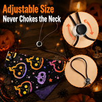 Bandana Halloween pour chien, imprimé crâne et toile d'araignée, cache-salive réglable pour chiot et chat, vente en gros usine