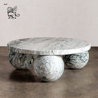 BLVE Modern Home Designs Tables basses en marbre vert Salon Table basse à base de boule en pierre naturelle