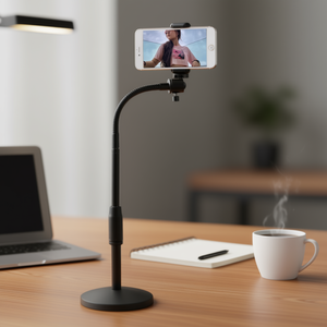 Support de téléphone portable RBS Gooseneck, bras flexible, base ronde, support de bureau pour téléphones portables, tous les smartphones - Product Image 2