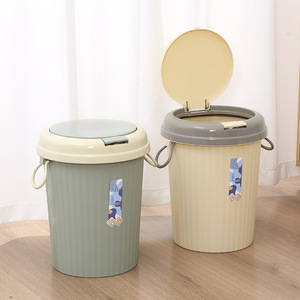 Cubo de Basura de Plástico Cilíndrico con Tapa Abatible para Interiores y Exteriores, Hogar, Cocina, Baño, Dormitorio, Disponible en 4 Colores - Product Image 3