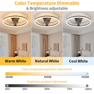 Ventilador de Techo Moderno, Delgado y Silencioso, con Luz LED Integrada, Control Remoto por Aplicación, Motor de CC, Cuerpo de Plástico, 5 Aspas, Eléctrico para Exteriores - Product Image 3