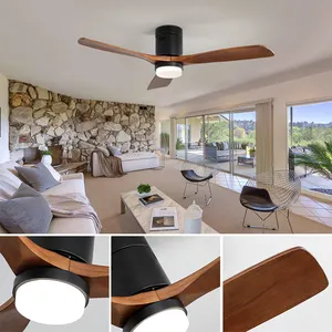 Ventilatore da soffitto moderno in legno fantasia con telecomando bldc a 3 foglie da 52 pollici con luce o senza luci