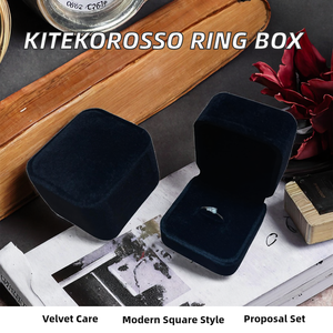 Boîte à bagues en velours avec intérieur floqué, présentoir à bijoux pour demande en mariage, emballage de bague de mariage, étui de rangement - Product Image 2