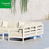 Ensemble de meubles modernes d'extérieur en aluminium KD Table de patio en L et canapé sectionnel pour hôtels, jardins, cours et appartements
