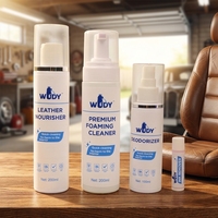 Kit de Nettoyage Cuir 5-en-1 pour Intérieur de Voiture : Nettoyant Moussant, Nourrissant, Désodorisant et Détachant d'Encre