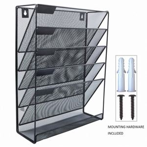 5-Tier Wall-Mounted <b>File</b> Organizer Rack Iron Craft <b>Document</b> Storage Shelf for Office and Home Sturdy <b>File</b> Holder - Product Image 4