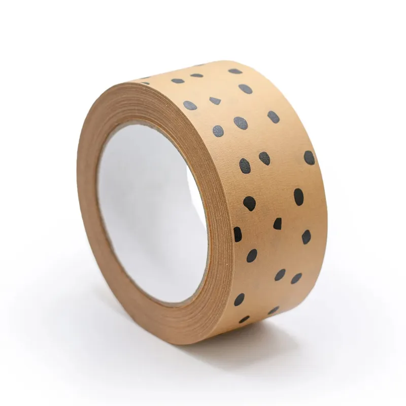 Waterproof Ecofriendly Printed Custom Logo Biodegradable Starch Gummed Water Activated Brown Box Packaging Kraft Paper Tape Roll