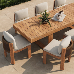 FERLY Set da Pranzo per Esterni in Legno di Teak Durevole con 6 Sedie, Arredamento Moderno per Giardino e Cortile - Product Image 1