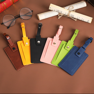 Etiqueta de Equipaje de Viaje de Cuero PU de Doble Cara con Diseño de Botones, Creativa, Resistente al Agua, Duradera, Antipérdida, para Identificación en el Reemplazo de Equipaje - Product Image 1