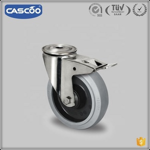 CASCOO <span class=keywords><strong>6</strong></span> inch Elastische gummi <span class=keywords><strong>caster</strong></span> mit schloss für lager container - Product Image 2