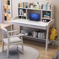 Bureau convertible moderne en bois massif avec bibliothèque intégrée pour bureau à domicile et apprentissage des enfants