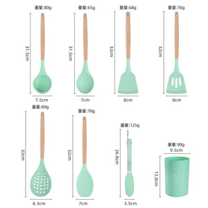Silicone Spatula With Wooden Handle Non Stick Pan Ladle Strainer Rice Scoop High Temperature Resistant Kitchen <b>Utensil</b> Cooking - Product Image 2