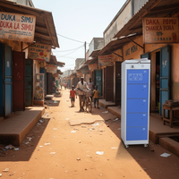 Gabinete de Intercambio de Baterías con Energía Solar ESINO de 4 Ranuras, Protección BMS, Desbloqueo por QR, Gabinete de Carga de Baterías para E-Mopeds para el Mercado Africano