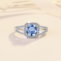 Bijoux de luxe légers, certificat GRA, 0,5 et 1 carat, moissanite bleue VVs1, argent sterling S925, bague de fiançailles et de mariage pour femmes