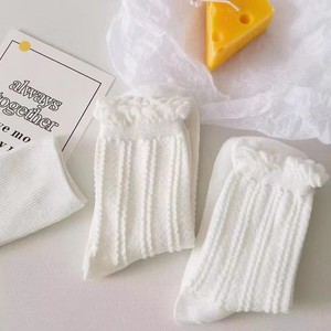 White Slouch <b>Socks</b> Mid-Calf Breathable Sweat-Absorbing Solid Color <b>Polyester</b> Women's Fashion <b>Socks</b> - Product Image 2