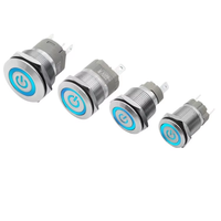 Interrupteur à bouton-poussoir 22 mm, à enclenchement momentané, en métal, pour PC, avec voyant LED marche/arrêt, avec fil, étanche, 12 V, 3 V, 5 V, 6 V, 24 V, 220 V, avec anneau