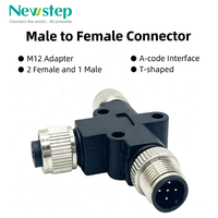 Adaptateur M12 T-Splitter 1 mâle vers 2 femelles, connecteur 5 broches, interface A-Code, étanche IP67, adaptateur circulaire industriel en forme de T