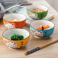 Bol à salade, à nouilles, à soupe en céramique ronde de style japonais multi-tailles, vaisselle de restaurant, vaisselle de maison, porcelaine fine