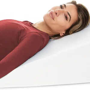 Health Bed Wedge Pillow - 10 Inch Wedge Pillow for Sleeping with Memory Foam Top, Lower Back Pain Support Cushion